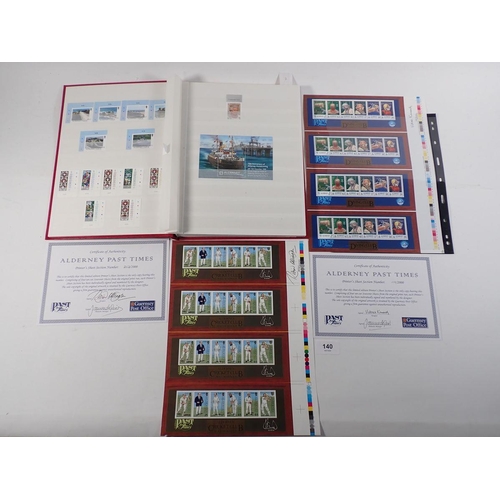 140 - Channel Islands: Red stock-book of QEII mint decimal Alderney stamps. Alderney FV £80+. Incl higher ... 