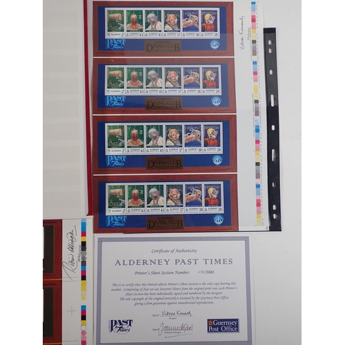 140 - Channel Islands: Red stock-book of QEII mint decimal Alderney stamps. Alderney FV £80+. Incl higher ... 