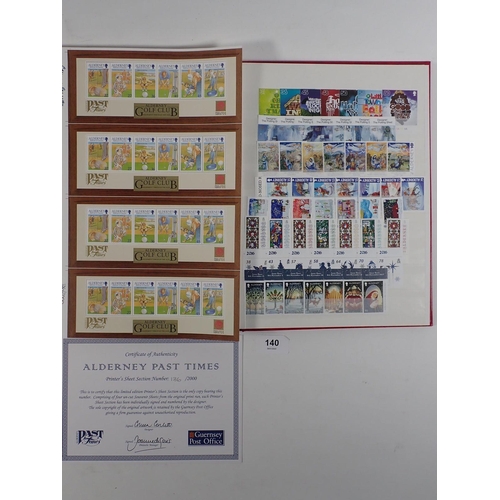 140 - Channel Islands: Red stock-book of QEII mint decimal Alderney stamps. Alderney FV £80+. Incl higher ... 