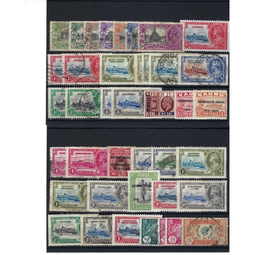 165 - KGV Silver Jubilee 1935 Omnibus stamps, mint & used, on 9 stock-cards and in packet. Some complete s... 