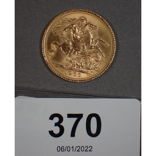 370 - Gold sovereign Elizabeth II 1966 - Condition: EF