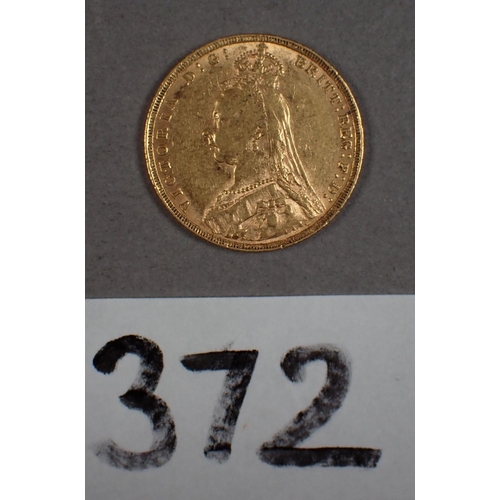 372 - Gold Victoria sovereign Jubilee Bust 1892 - Condition: VF/EF