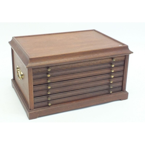 379 - A coin collectors cabinet with five drawers and one deeper drawer, brass handles to side, 52cn long ... 