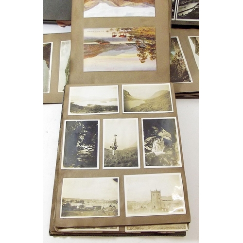 388 - Photographs with some postcards included in albums (6) - mixed periods, GB and overseas much identif... 