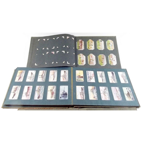 397 - A cigarette card album including Ogdens Football club colours, Wills Aviation, Wills Naval Dress and... 