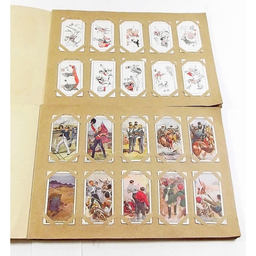 398 - Cigarette cards: selection in two albums including 'Saronicks' (47/50) Wills/Players part sets etc. ... 