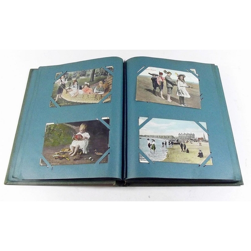 401 - Postcards: postcard album with ranges including shipping, children's, equine, cats and dogs, comic, ... 