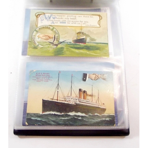 407 - Postcards - album of cards relating to cruise ships together with a quantity of ephemeral connected ... 