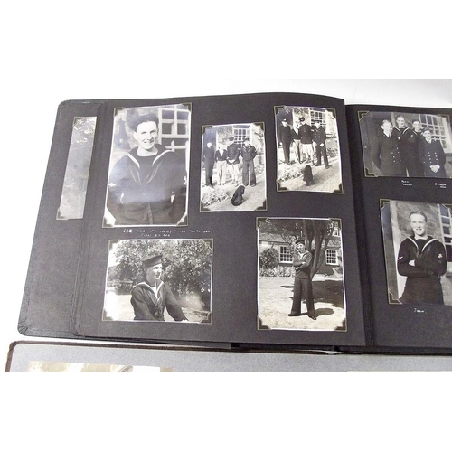 411 - Photograph albums (2) containing mix family/military life photos include 1942 Malta convoy with airc... 