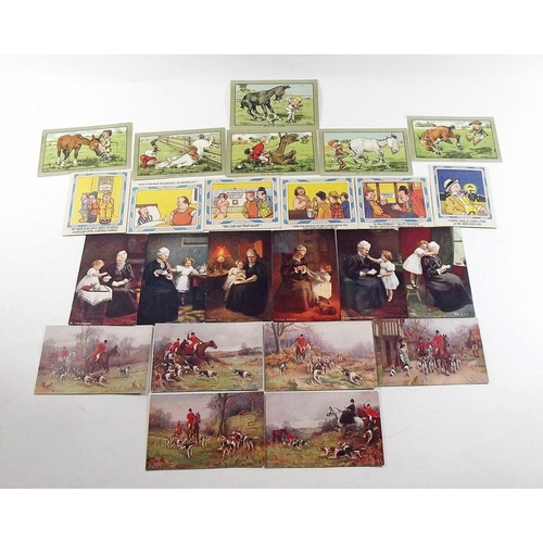 418 - Postcards: set of six with Whitbread beer mats with postcard backs, Tucks 'grannies darling' set, J ... 