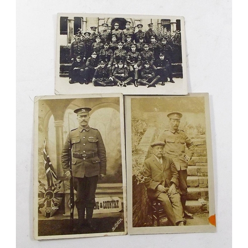 423 - Postcards - small selection of cards including military, booklet of Moroccan including topless ladie... 