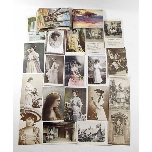 424 - Postcards: bundle of mixed cards including topo, Bamford song cards, comic, artists including Harry ... 