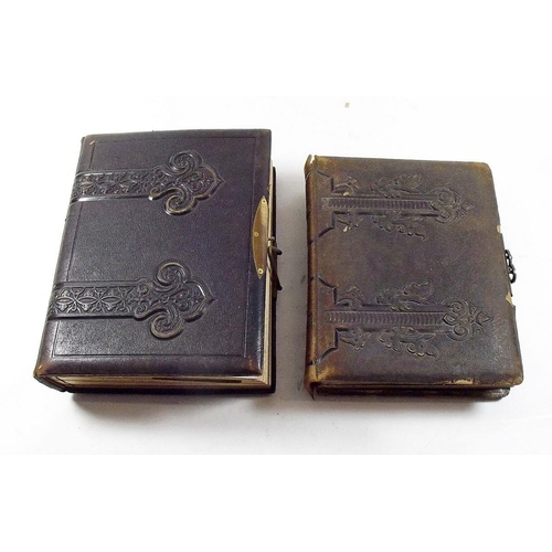 427 - Photograph albums (2) Victorian/Edwardian embossed leather with brass clasps, containing mix Carte-d... 