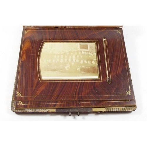 427 - Photograph albums (2) Victorian/Edwardian embossed leather with brass clasps, containing mix Carte-d... 