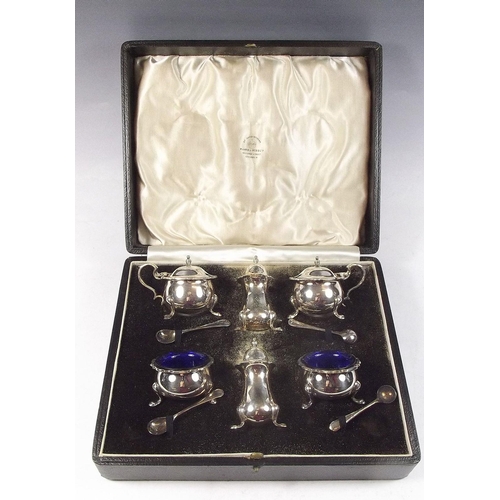 518 - A Mappin and Webb silver plated six piece cruet set, boxed