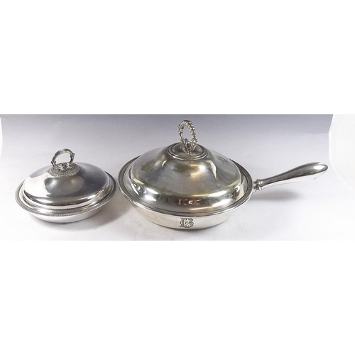 524 - A silver plated chafing dish and a silver plated covered vegetable dish