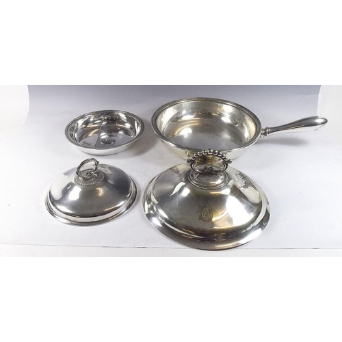 524 - A silver plated chafing dish and a silver plated covered vegetable dish