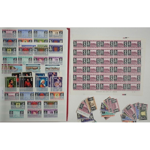 61 - Channel Islands: Large box full of mainly QEII mint & used Guernsey stamps, a few KGVI, mostly in 3 ... 