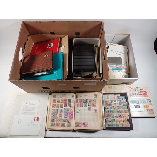 79 - All World: Accumulation in large box - albums, stock-books, packets, envelopes, stamps on card & pag... 