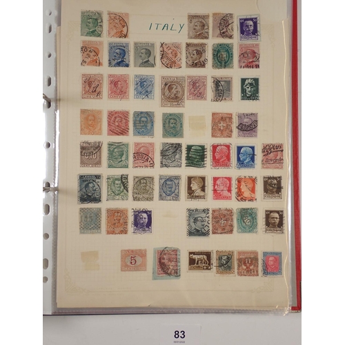 83 - Europe & Colonials: Old album pages A-S in larger red folder, mostly QV to KGVI period. Defin, comme... 