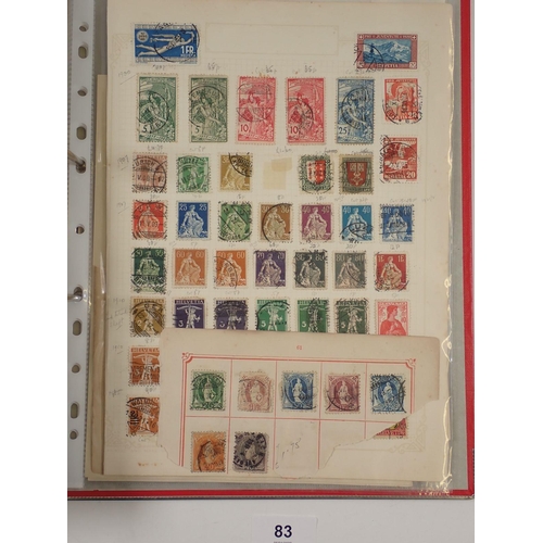 83 - Europe & Colonials: Old album pages A-S in larger red folder, mostly QV to KGVI period. Defin, comme... 