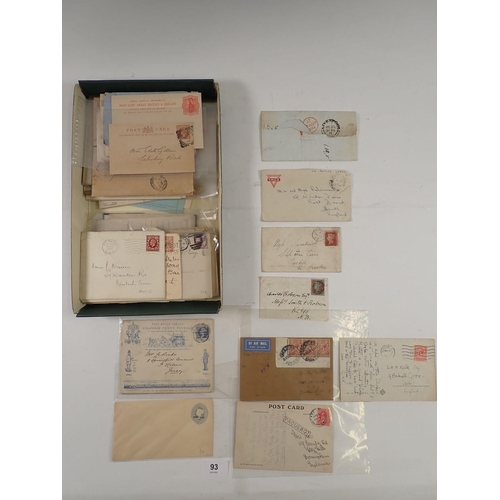 93 - Collection of over 50 postal history items; pre-stamp to KEVIII period. Entires, covers, pre-paids a... 