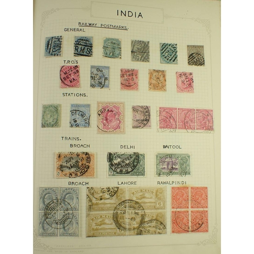 99 - India: Album of postmarks on mainly QV-KGVI defin, commem, official & pre-paid issues; cuts+covers. ... 