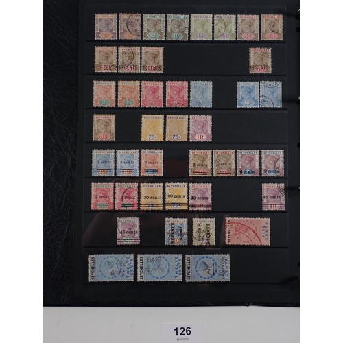 126 - Seychelles: 38 pages of mint/used QV to QEII defin, commem, postage due & fiscals in Hagner album. S... 