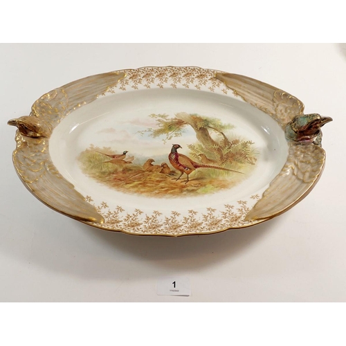 1 - A Royal Worcester Vitreous China game service comprising meat dish with bird head handles, twelve pl... 