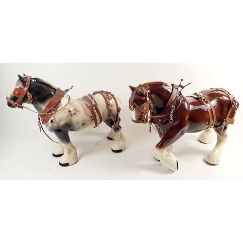 113 - Two large size pottery shire horses