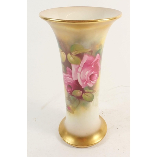 121 - A Royal Worcester vase, painted roses, No 923, signed M Hunt, 22.5cm