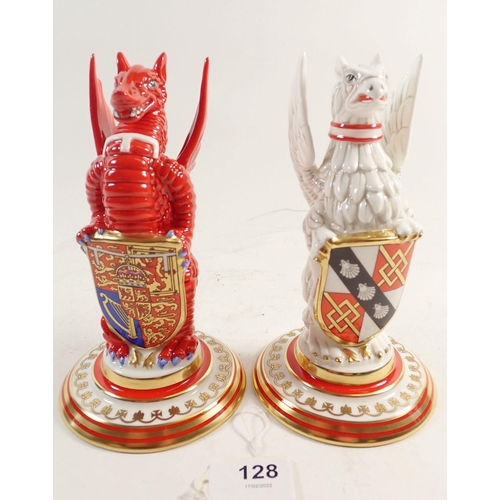 128 - A pair of Minton 'Mulberry Hall' Royal Wedding heraldic beasts, 46/250 limited edition with certific... 