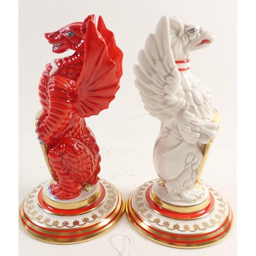 128 - A pair of Minton 'Mulberry Hall' Royal Wedding heraldic beasts, 46/250 limited edition with certific... 