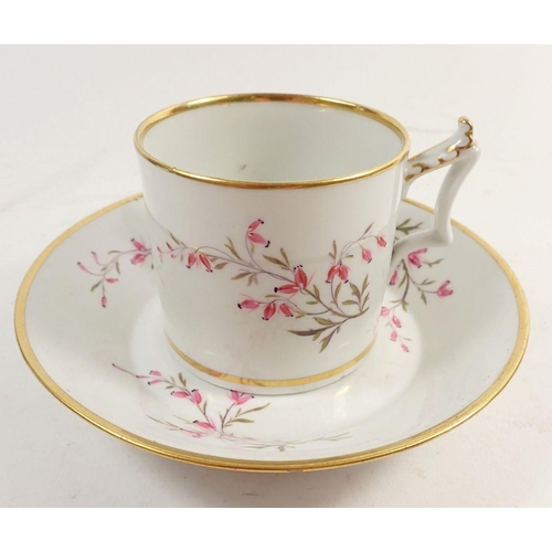 130 - A Worcester Flight Barr & Barr coffee can and saucer painted flowers and a gilt beaker with gilt A L... 