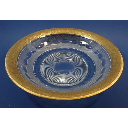 154 - A large St Louis cut glass bowl with tooled gilt edge, 31.5cm diameter