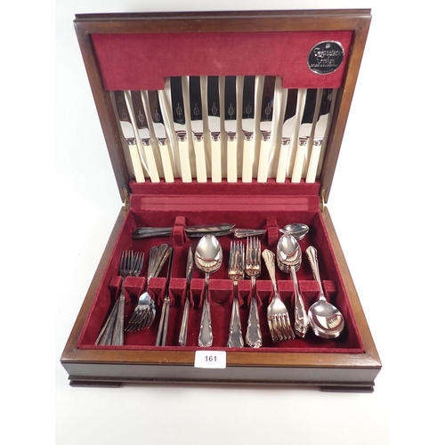 161 - A Harrison silver-plated six place setting cutlery set, plus a fish cutlery set in oak case