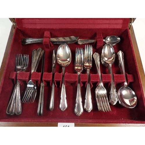 161 - A Harrison silver-plated six place setting cutlery set, plus a fish cutlery set in oak case