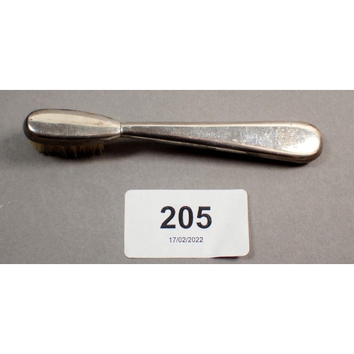 205 - An Edwardian silver travelling toothbrush, London 1910, approx 9cm long