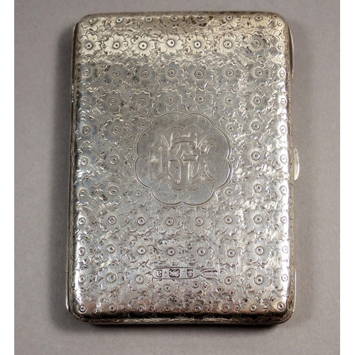 226 - A Victorian silver note case with engraved floral decoration, fitted interior with a pencil and ivor... 