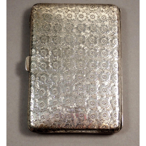 226 - A Victorian silver note case with engraved floral decoration, fitted interior with a pencil and ivor... 