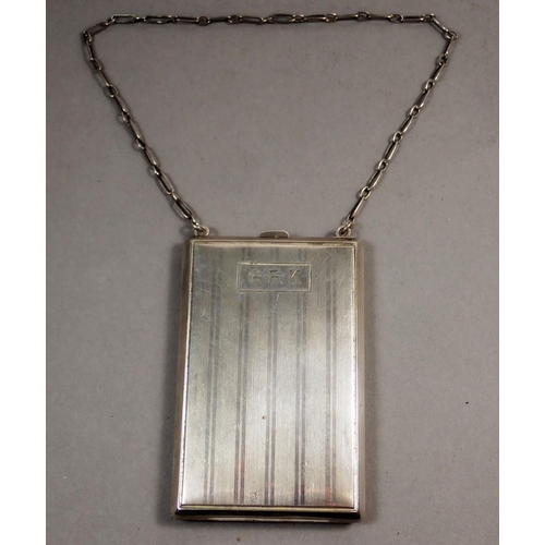 229 - A sterling silver necessaire/compact containing card holder, powder and mirror compartment and two s... 