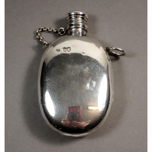 232 - A Victorian silver spirit flask with screw cap top, 9.5cm length, London 1866, maker Thomas Johnson