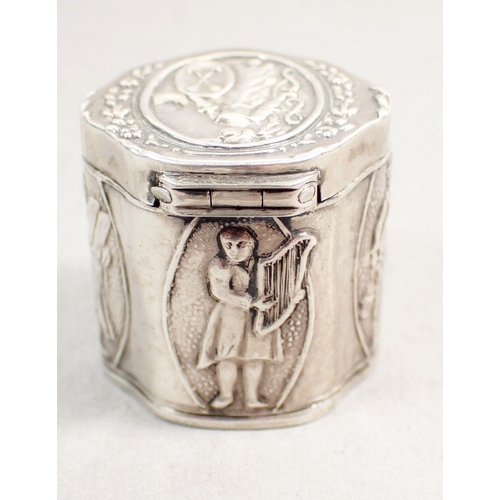 236A - A 19th century French snuff box with embossed decoration and a Dutch silver box