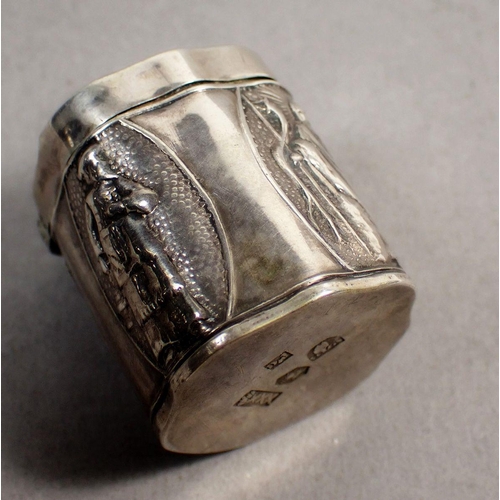 236A - A 19th century French snuff box with embossed decoration and a Dutch silver box