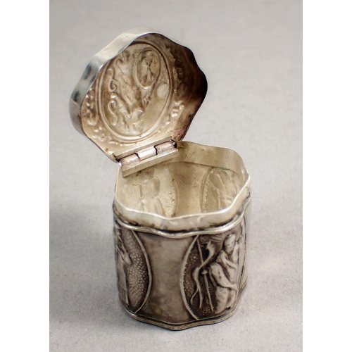 236A - A 19th century French snuff box with embossed decoration and a Dutch silver box