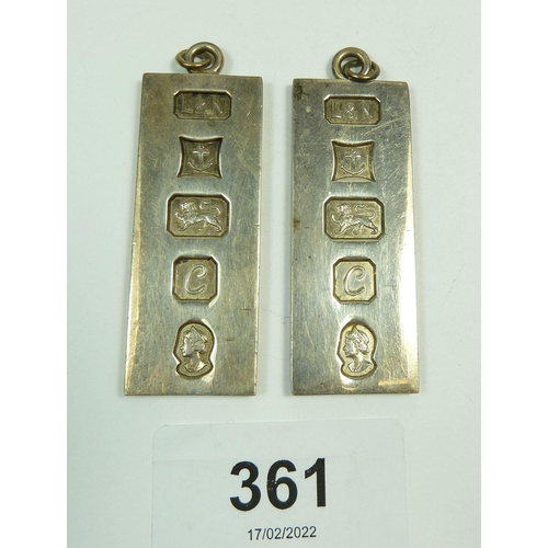 361 - Two silver ingots