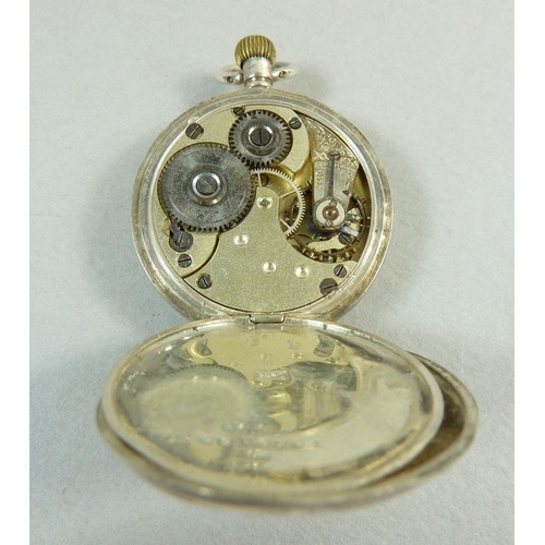 394 - A silver Omega fob watch, stamped 935, 3.3cm diameter