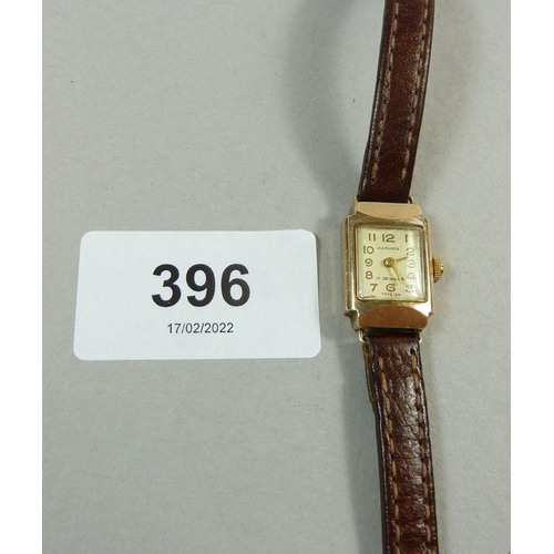 396 - A Hermes 9 carat gold ladies wrist watch