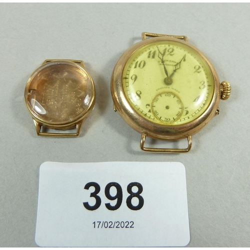 398 - A 9 carat gold 'Connards' watch, Birmingham 1925 and a ladies 9 carat gold 'Dennison' vacant watch c... 