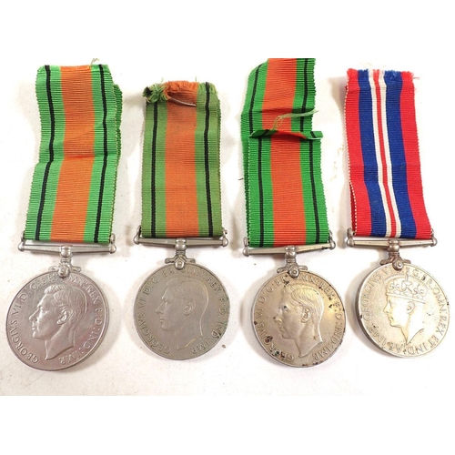 431 - Three WWII defence medals and war medal